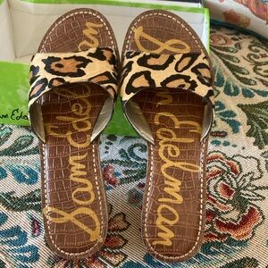 Sam Edelman Leopard Print Slide Sandals - Brown/Tan/Black